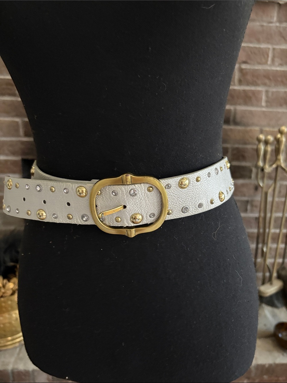 Silver Studded Belt with Gold Buckle